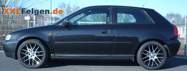 Schwarz glänzende DBV Arizona black Alufelgen für den Audi A3
