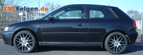 Schwarz glänzende DBV Arizona black Alufelgen für den Audi A3 Schwarz glänzende DBV Arizona black Alufelgen für den Audi A3