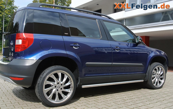 Skoda Yeti mit 19 Zoll Alufelgen DBV Milano hyperlack