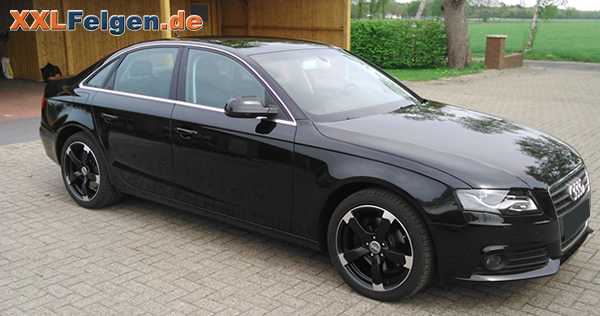 Audi A4 B8 mit schwarzen DBV Torino II 18 Zoll Leichtemetallfelgen Audi A4 B8 mit schwarzen DBV Torino II 18 Zoll Leichtemetallfelgen