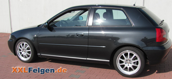 Silber lackierte Alufelgen auf Audi A3 Silber lackierte Alufelgen auf Audi A3