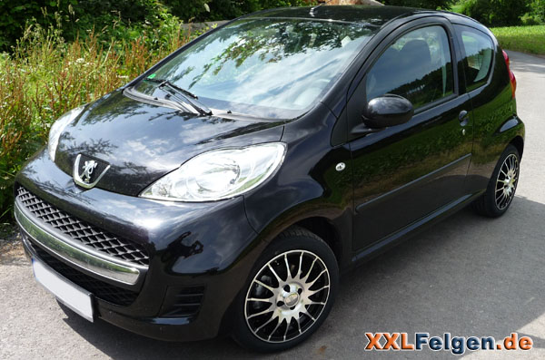 Peugeot 107 + DBV Florida black 15 Zoll Alufelgen